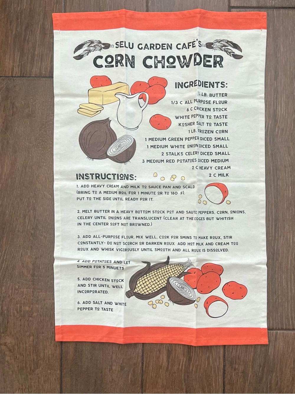 Selu Garden Cafe's Corn Chowder Recipe Kitchen Towel - The Linen Press